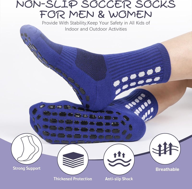 Barrlves Store 6 Pairs Grip Soccer Socks Colorful Non Slip Sports Football Basketball Hospital Yoga Socks for Men Women - Image 3